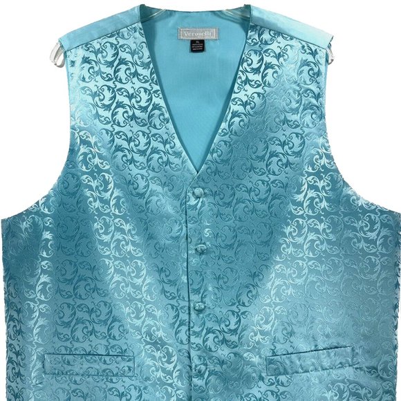 Veronelli Men's Turquoise Vest Turquoise Back 100% Polyester Size XL - Picture 3 of 3